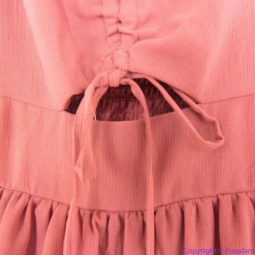 NEW Madewell Ruched Keyhole Tiered Midi Dress,‎ Vintage Quartz, 12